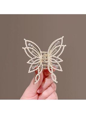 NEW Pearl Rhinestone Embellished Butterfly Hair Clip Claw